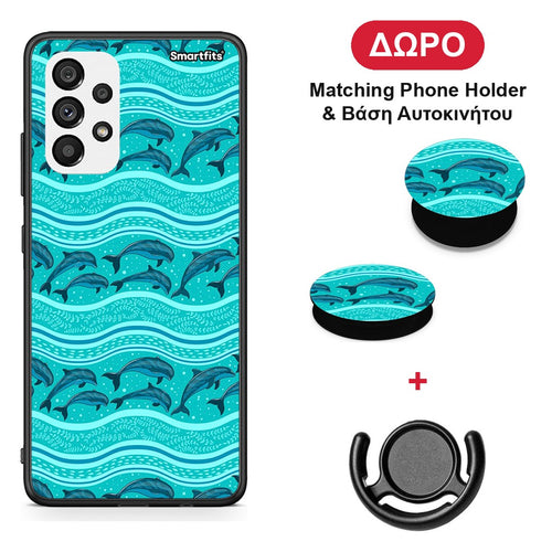 Swimming Dolphins - Samsung Galaxy A73 5G θήκη + Δώρο Phone Holder & Βάση Αυτοκινήτου