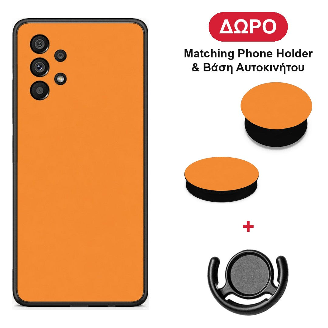 Tangerine Orange - Samsung Galaxy A73 5G θήκη + Δώρο Phone Holder & Βάση Αυτοκινήτου