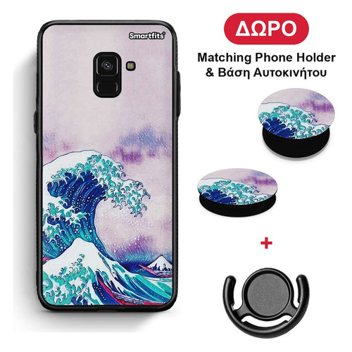 Blue Waves - Samsung Galaxy A8 θήκη + Δώρο Phone Holder & Βάση Αυτοκινήτου