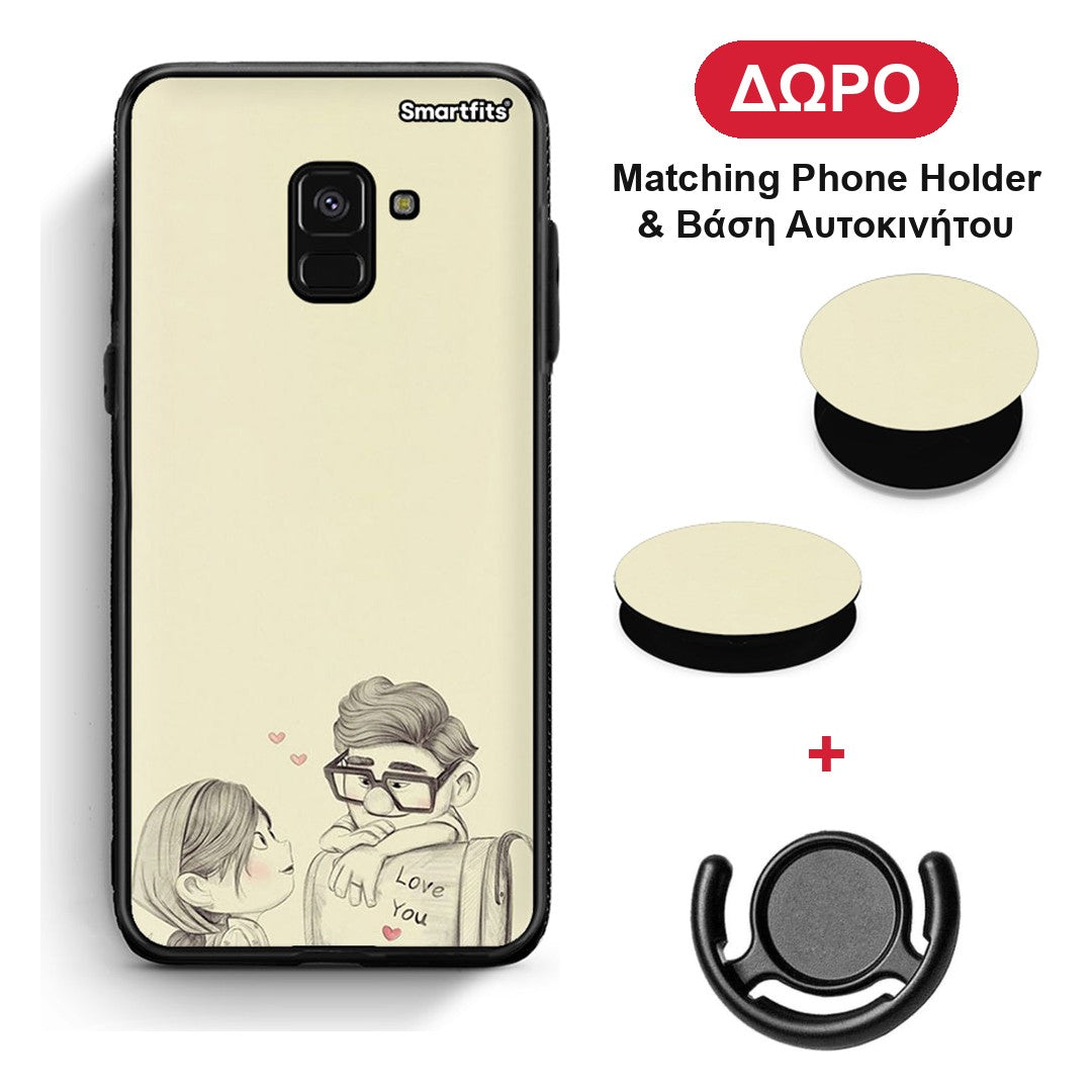 Carl And Ellie - Samsung Galaxy A8 θήκη + Δώρο Phone Holder & Βάση Αυτοκινήτου