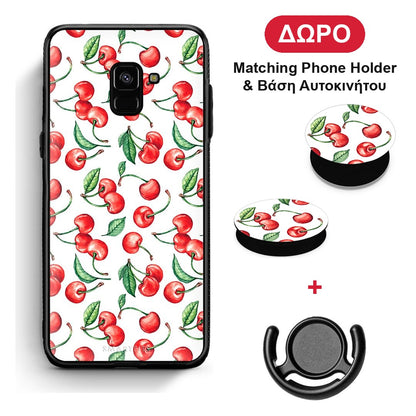 Cherry Summer - Samsung Galaxy A8 θήκη + Δώρο Phone Holder & Βάση Αυτοκινήτου