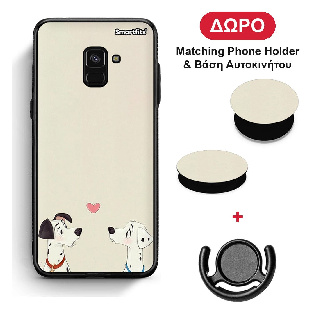 Dalmatians Love - Samsung Galaxy A8 θήκη + Δώρο Phone Holder & Βάση Αυτοκινήτου