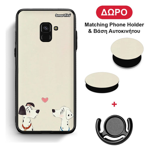 Dalmatians Love - Samsung Galaxy A8 θήκη + Δώρο Phone Holder & Βάση Αυτοκινήτου