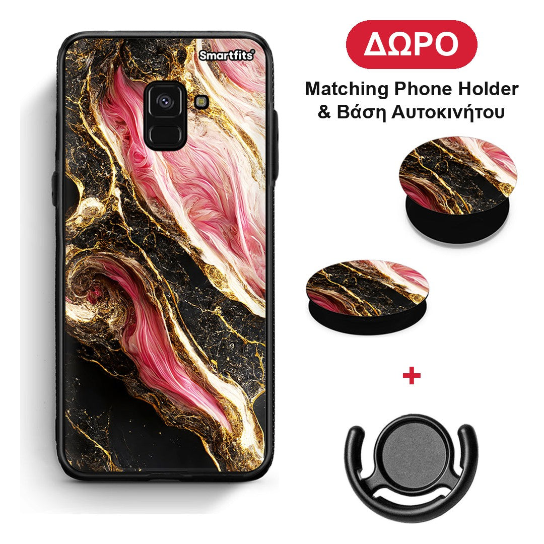 Glamorous Pink Marble - Samsung Galaxy A8 θήκη + Δώρο Phone Holder & Βάση Αυτοκινήτου