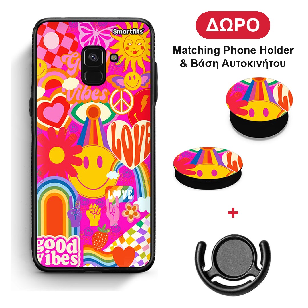 Hippie Love - Samsung Galaxy A8 θήκη + Δώρο Phone Holder & Βάση Αυτοκινήτου