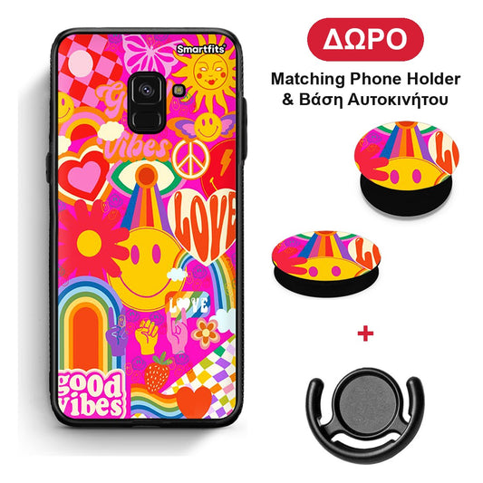 Hippie Love - Samsung Galaxy A8 θήκη + Δώρο Phone Holder & Βάση Αυτοκινήτου