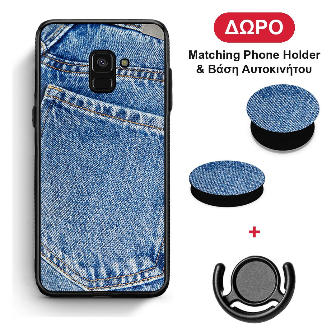 Jeans Pocket - Samsung Galaxy A8 θήκη + Δώρο Phone Holder & Βάση Αυτοκινήτου