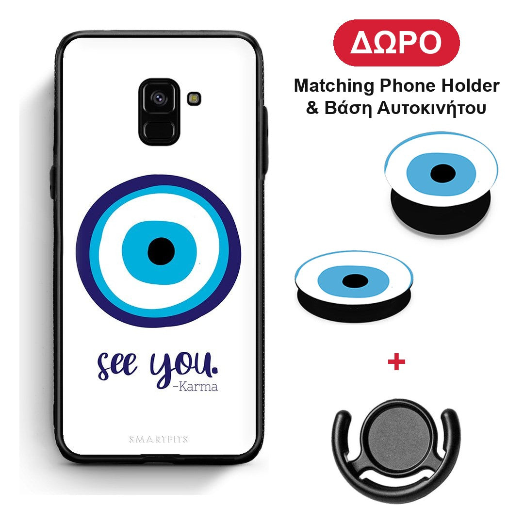 Karma Says - Samsung Galaxy A8 θήκη + Δώρο Phone Holder & Βάση Αυτοκινήτου