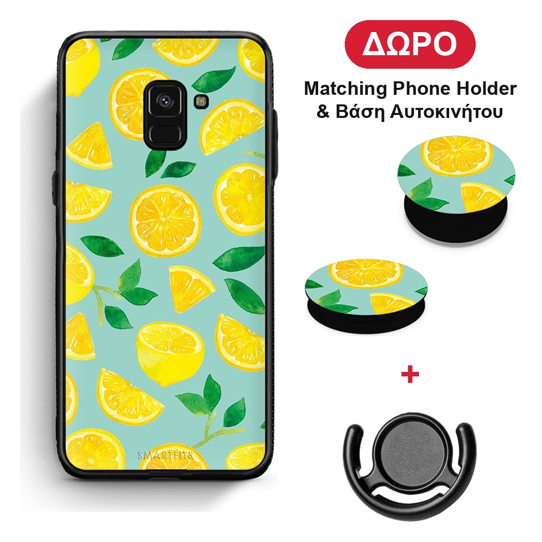 Lemons - Samsung Galaxy A8 θήκη + Δώρο Phone Holder & Βάση Αυτοκινήτου