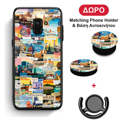 Live To Travel - Samsung Galaxy A8 θήκη + Δώρο Phone Holder & Βάση Αυτοκινήτου