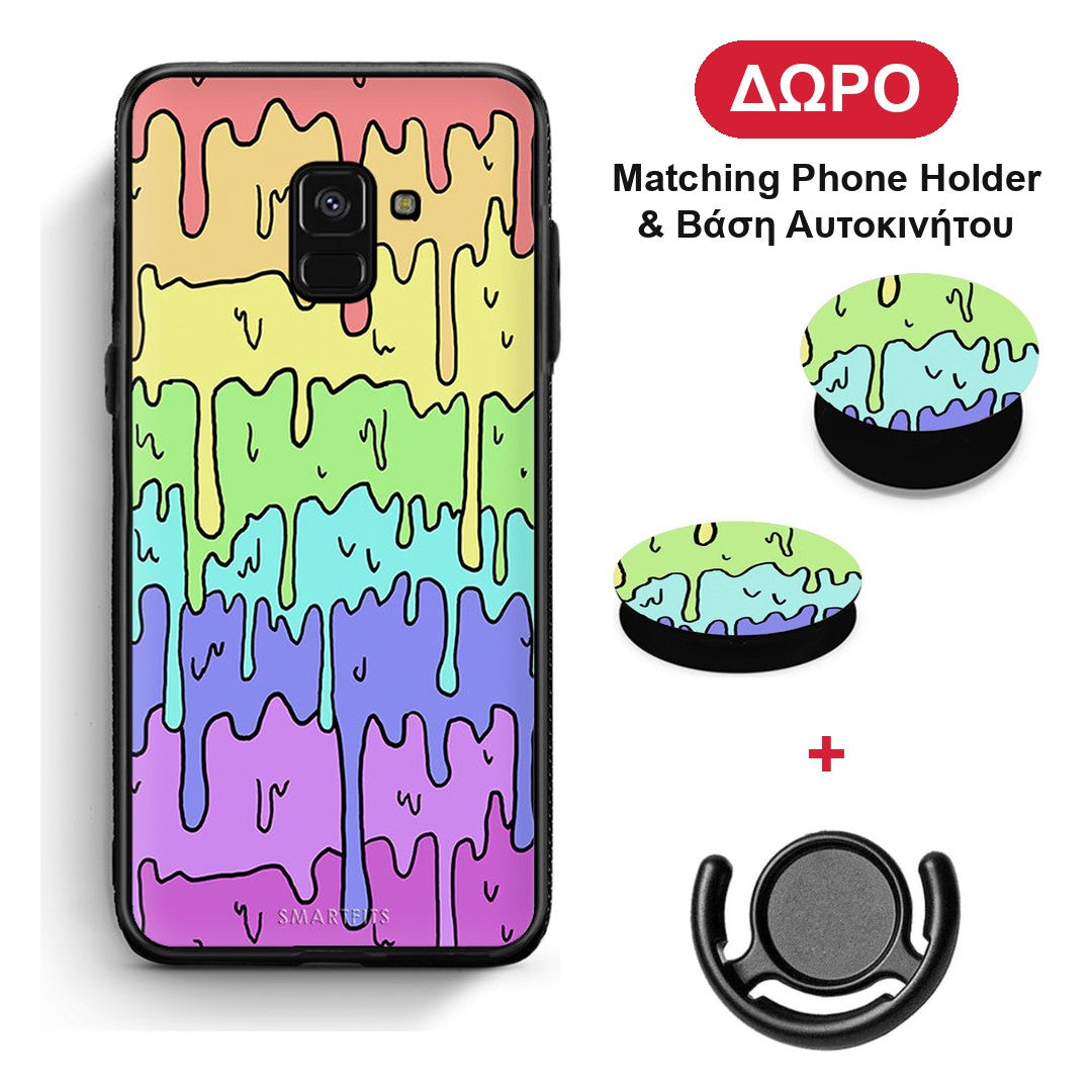 Melting Rainbow - Samsung Galaxy A8 θήκη + Δώρο Phone Holder & Βάση Αυτοκινήτου