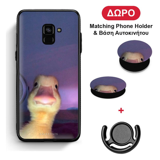 Meme Duck - Samsung Galaxy A8 θήκη + Δώρο Phone Holder & Βάση Αυτοκινήτου