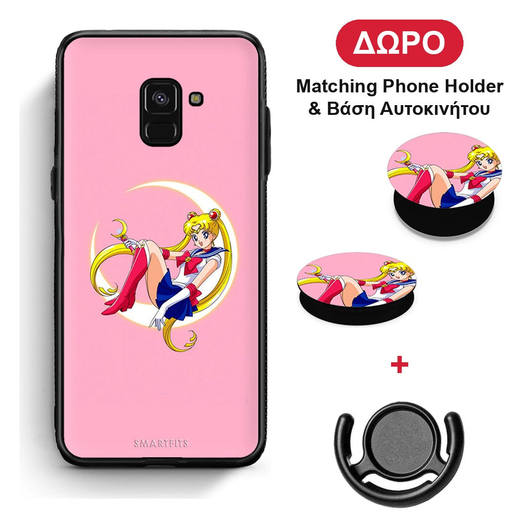 Moon Girl - Samsung Galaxy A8 θήκη + Δώρο Phone Holder & Βάση Αυτοκινήτου