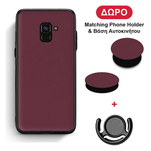 Muted Burgundy - Samsung Galaxy A8 θήκη + Δώρο Phone Holder & Βάση Αυτοκινήτου