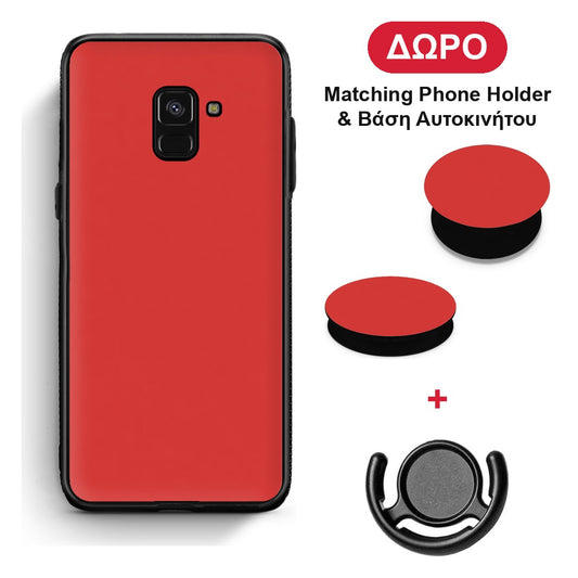 Poppy Red - Samsung Galaxy A8 θήκη + Δώρο Phone Holder & Βάση Αυτοκινήτου