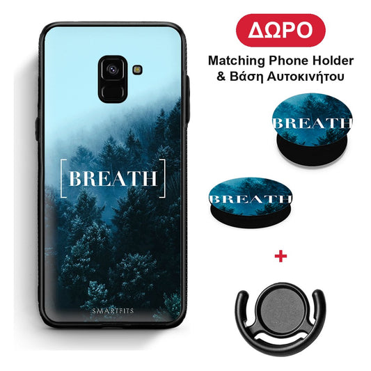 Quote Breath - Samsung Galaxy A8 θήκη + Δώρο Phone Holder & Βάση Αυτοκινήτου