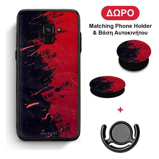 Red Paint - Samsung Galaxy A8 θήκη + Δώρο Phone Holder & Βάση Αυτοκινήτου