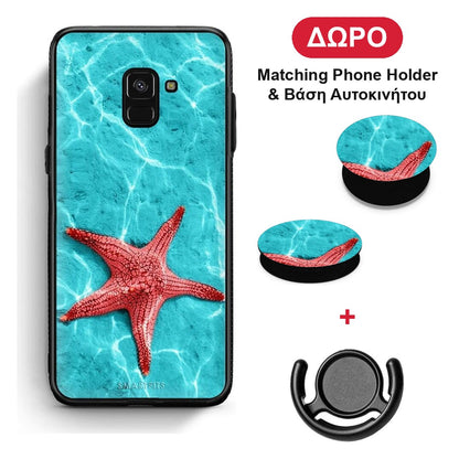 Red Starfish - Samsung Galaxy A8 θήκη + Δώρο Phone Holder & Βάση Αυτοκινήτου