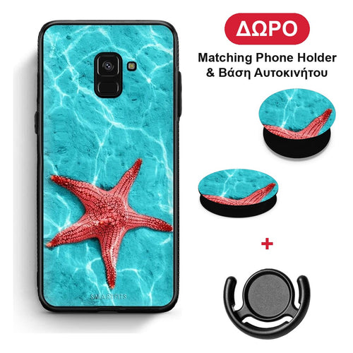Red Starfish - Samsung Galaxy A8 θήκη + Δώρο Phone Holder & Βάση Αυτοκινήτου