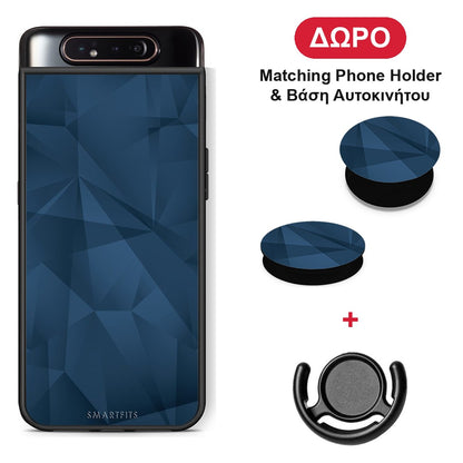 Geometric Blue Abstract - Samsung Galaxy A80 θήκη + Δώρο Phone Holder & Βάση Αυτοκινήτου