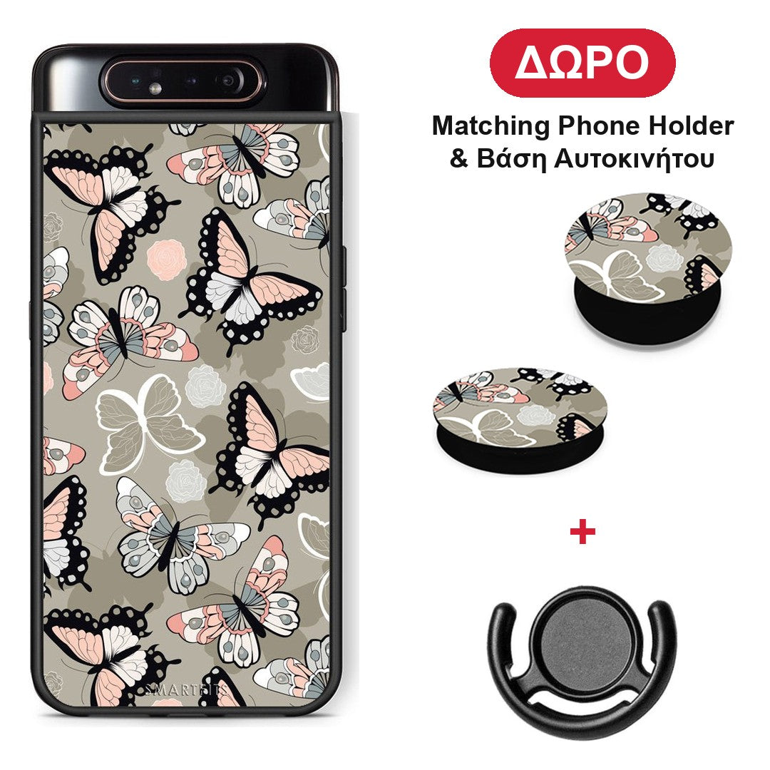 Boho Butterflies - Samsung Galaxy A80 θήκη + Δώρο Phone Holder & Βάση Αυτοκινήτου
