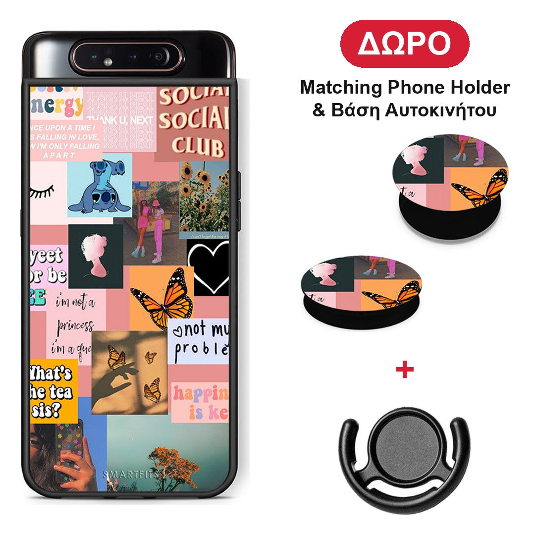 Collage Bitchin - Samsung Galaxy A80 θήκη + Δώρο Phone Holder & Βάση Αυτοκινήτου