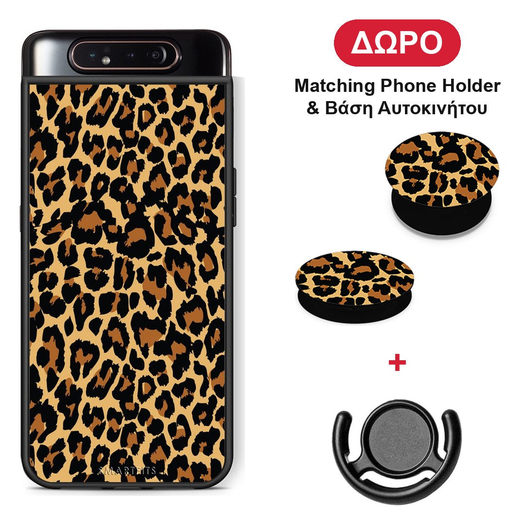 Animal Leopard - Samsung Galaxy A80 θήκη + Δώρο Phone Holder & Βάση Αυτοκινήτου