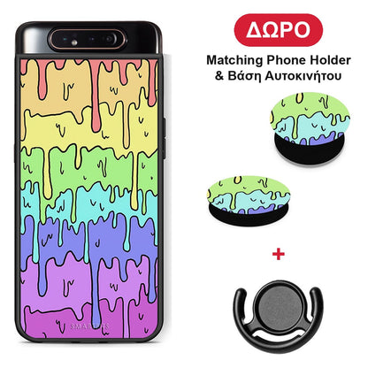 Melting Rainbow - Samsung Galaxy A80 θήκη + Δώρο Phone Holder & Βάση Αυτοκινήτου