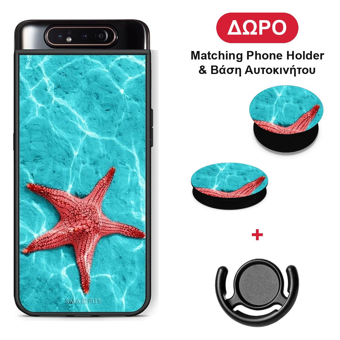 Red Starfish - Samsung Galaxy A80 θήκη + Δώρο Phone Holder & Βάση Αυτοκινήτου