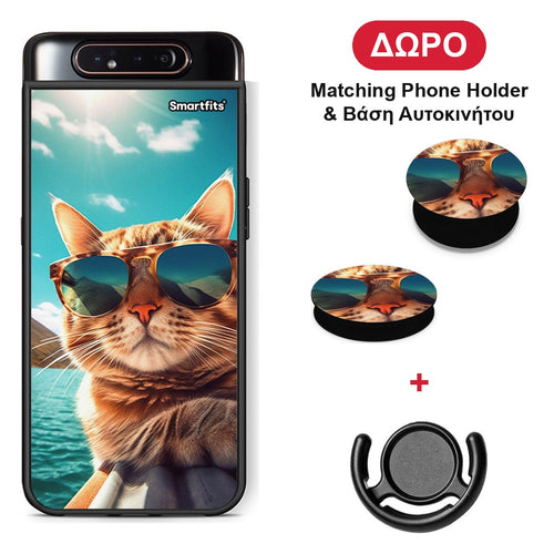 Summer Cat - Samsung Galaxy A80 θήκη + Δώρο Phone Holder & Βάση Αυτοκινήτου