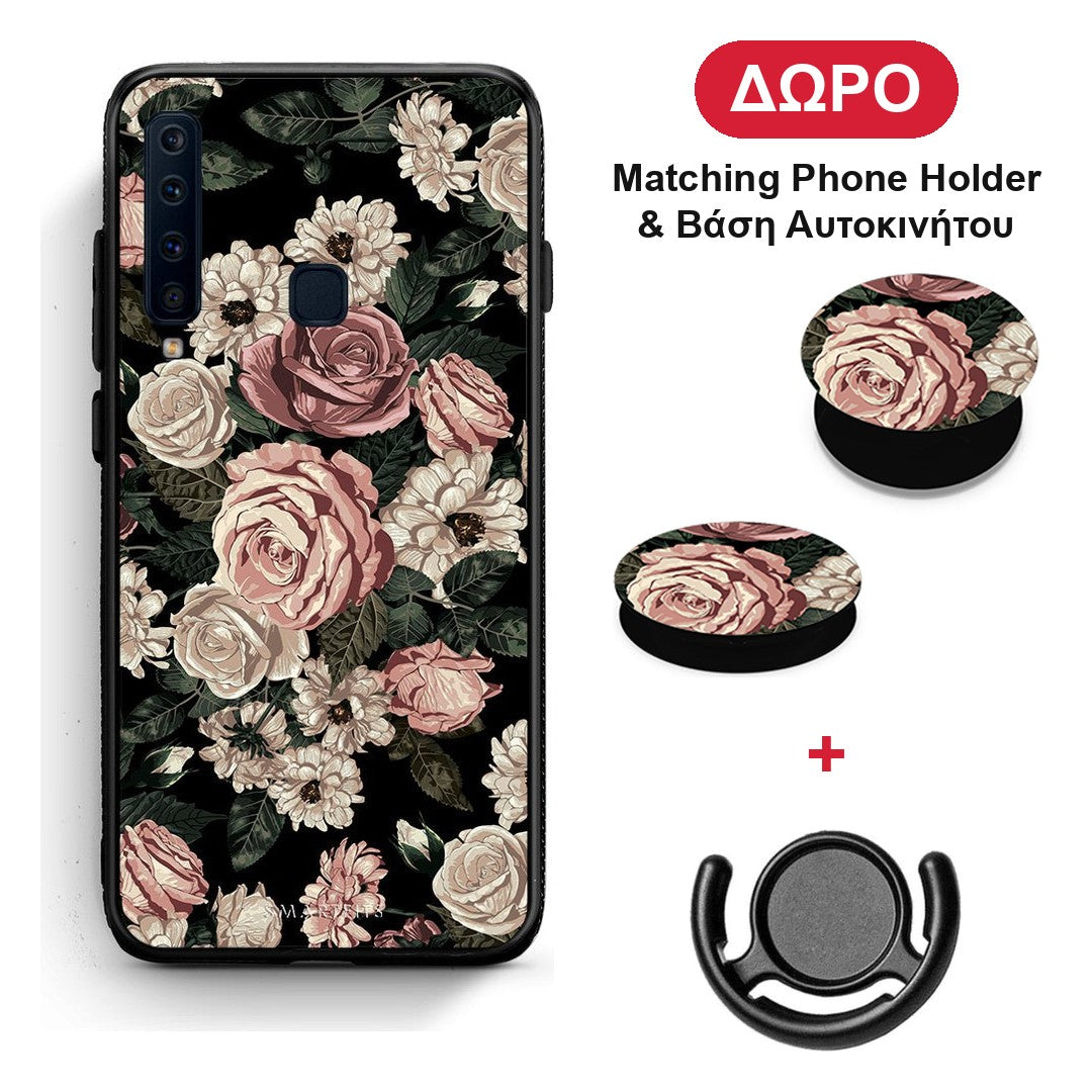 Flower Wild Roses - Samsung Galaxy A9 θήκη + Δώρο Phone Holder & Βάση Αυτοκινήτου