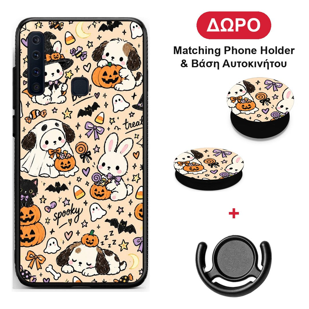 Halloween Puppies and Friends on Cream - Samsung Galaxy A9 θήκη + Δώρο Phone Holder & Βάση Αυτοκινήτου