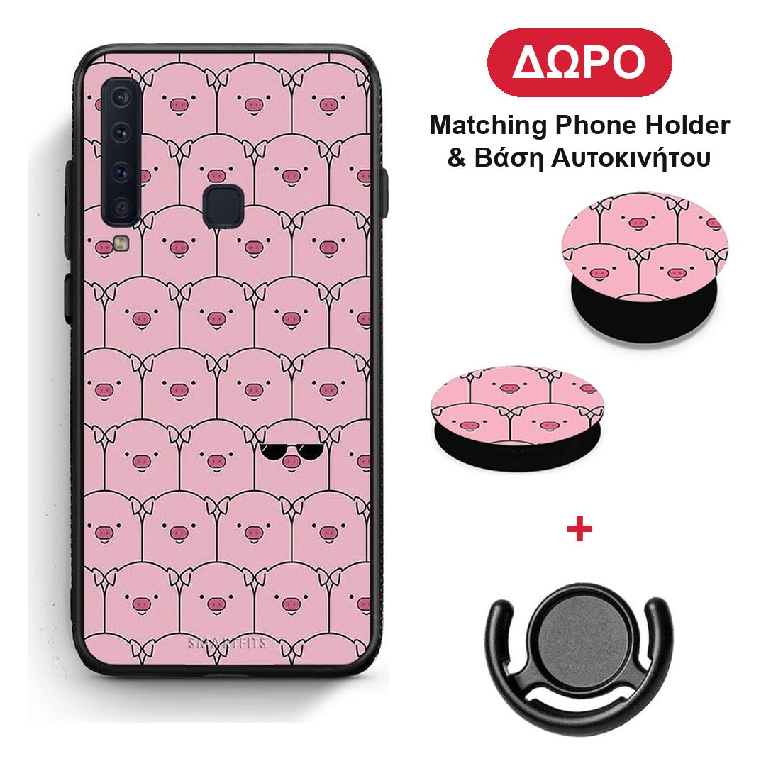 Pig Glasses - Samsung Galaxy A9 θήκη + Δώρο Phone Holder & Βάση Αυτοκινήτου
