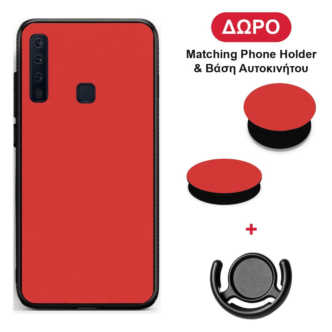Poppy Red - Samsung Galaxy A9 θήκη + Δώρο Phone Holder & Βάση Αυτοκινήτου