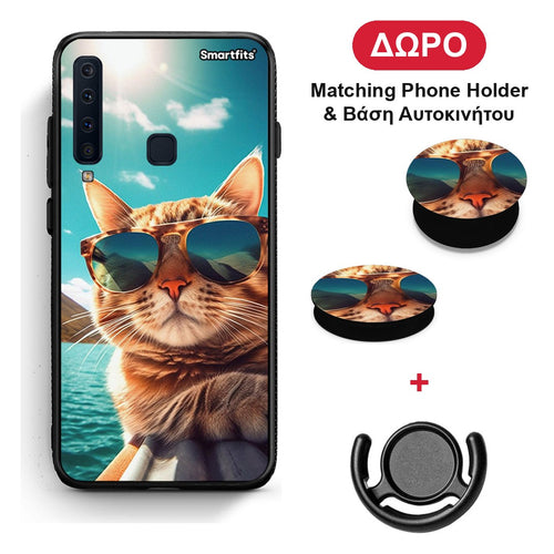 Summer Cat - Samsung Galaxy A9 θήκη + Δώρο Phone Holder & Βάση Αυτοκινήτου
