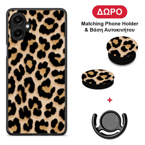 Leopard Print Tan Small - Samsung Galaxy A06 θήκη + Δώρο Phone Holder & Βάση Αυτοκινήτου