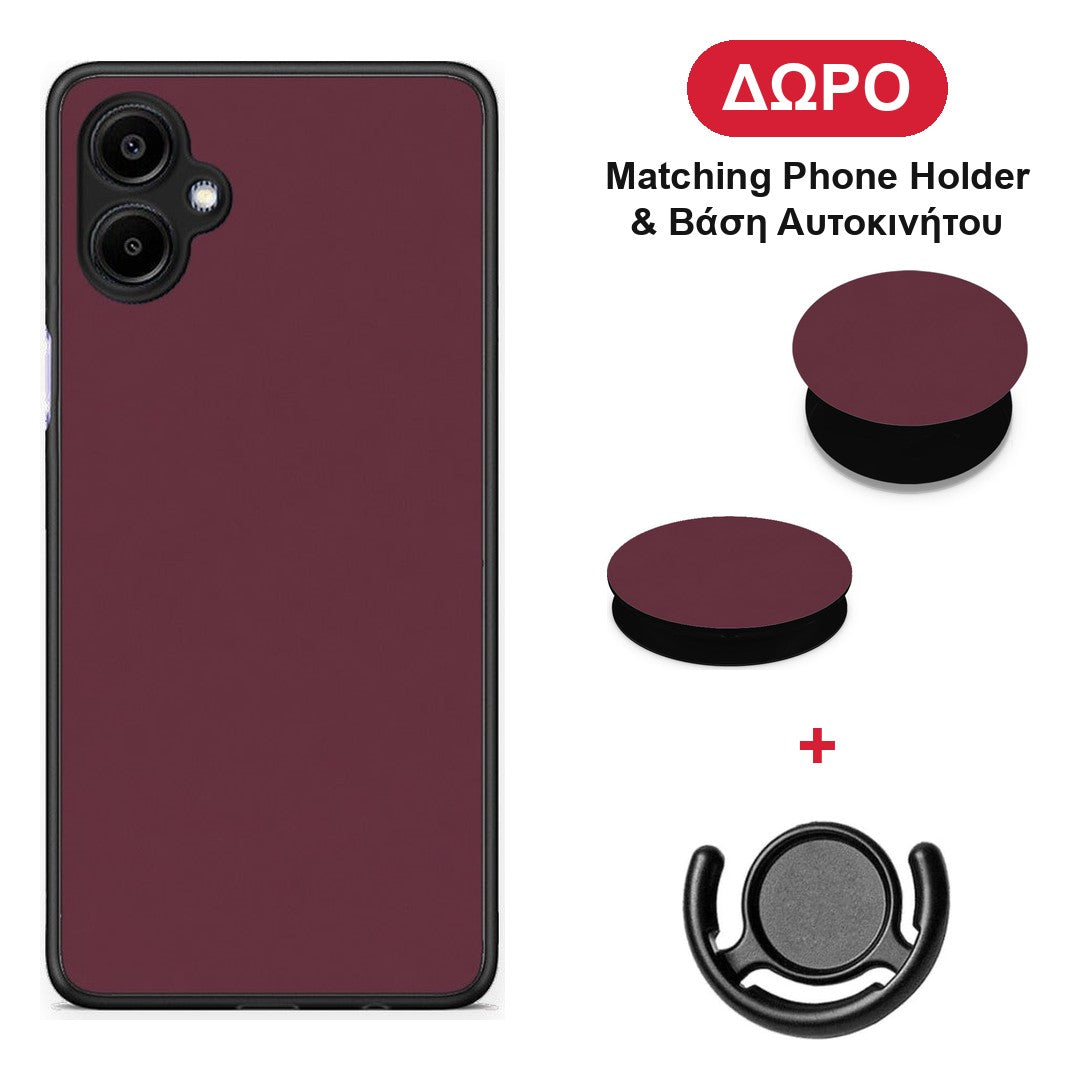 Muted Burgundy - Samsung Galaxy A06 θήκη + Δώρο Phone Holder & Βάση Αυτοκινήτου