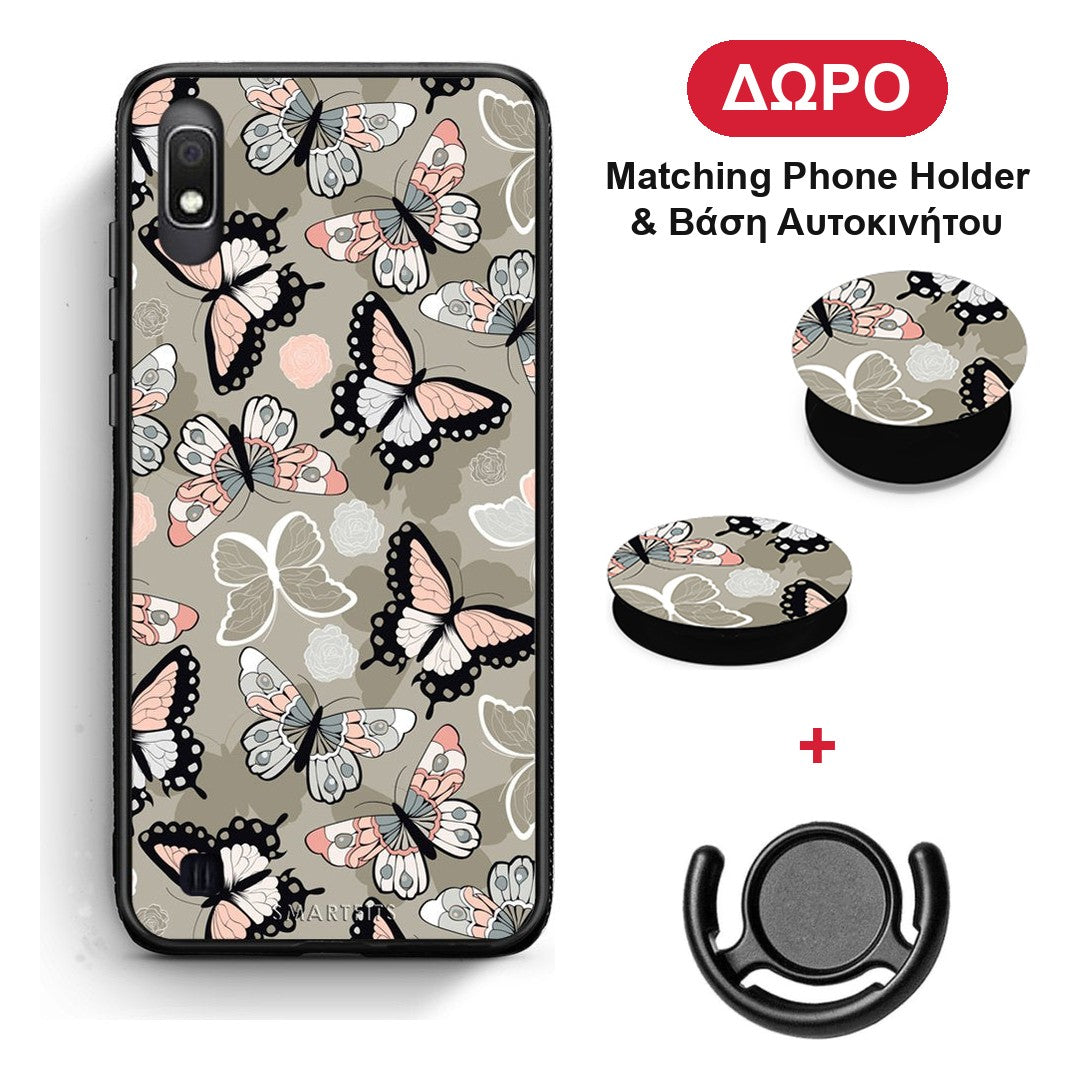 Boho Butterflies - Samsung Galaxy A10 θήκη + Δώρο Phone Holder & Βάση Αυτοκινήτου