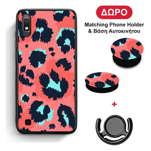 Animal Pink Leopard - Samsung Galaxy A10 θήκη + Δώρο Phone Holder & Βάση Αυτοκινήτου