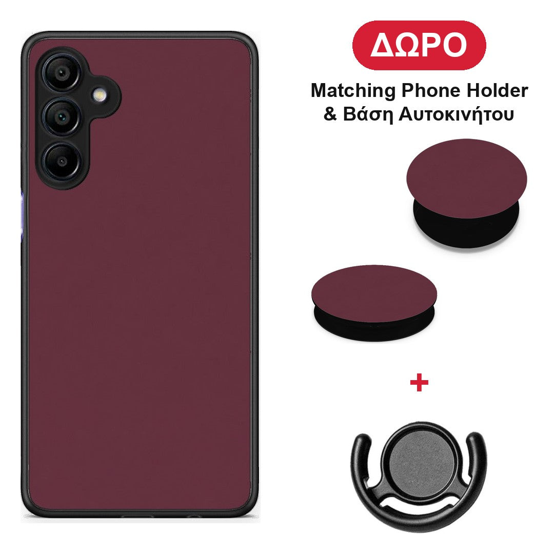 Muted Burgundy - Samsung Galaxy A15 4G / 5G θήκη + Δώρο Phone Holder & Βάση Αυτοκινήτου