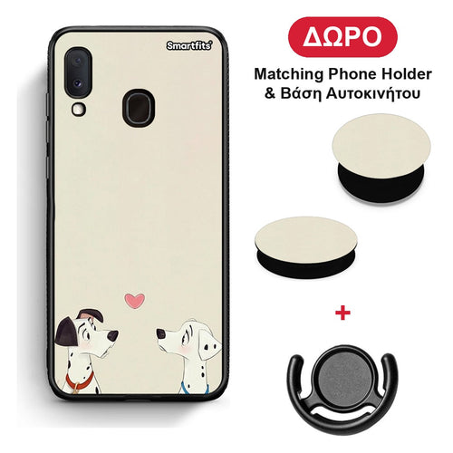 Dalmatians Love - Samsung Galaxy A30 θήκη + Δώρο Phone Holder & Βάση Αυτοκινήτου