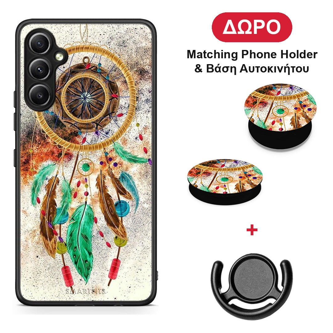 Boho DreamCatcher - Samsung Galaxy A34 θήκη + Δώρο Phone Holder & Βάση Αυτοκινήτου