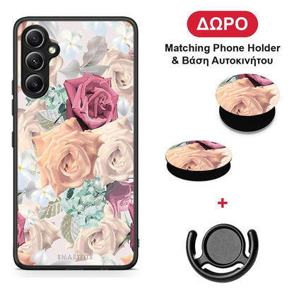 Floral Bouquet - Samsung Galaxy A34 θήκη + Δώρο Phone Holder & Βάση Αυτοκινήτου