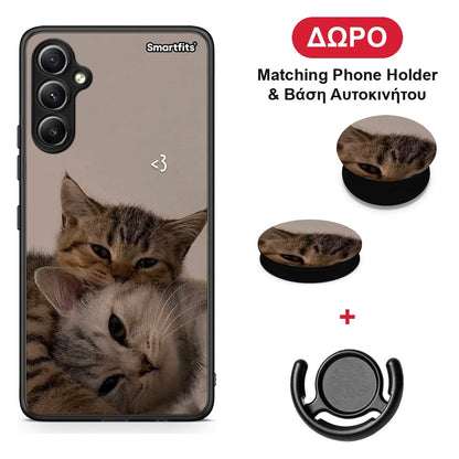 Cats In Love - Samsung Galaxy A34 θήκη + Δώρο Phone Holder & Βάση Αυτοκινήτου