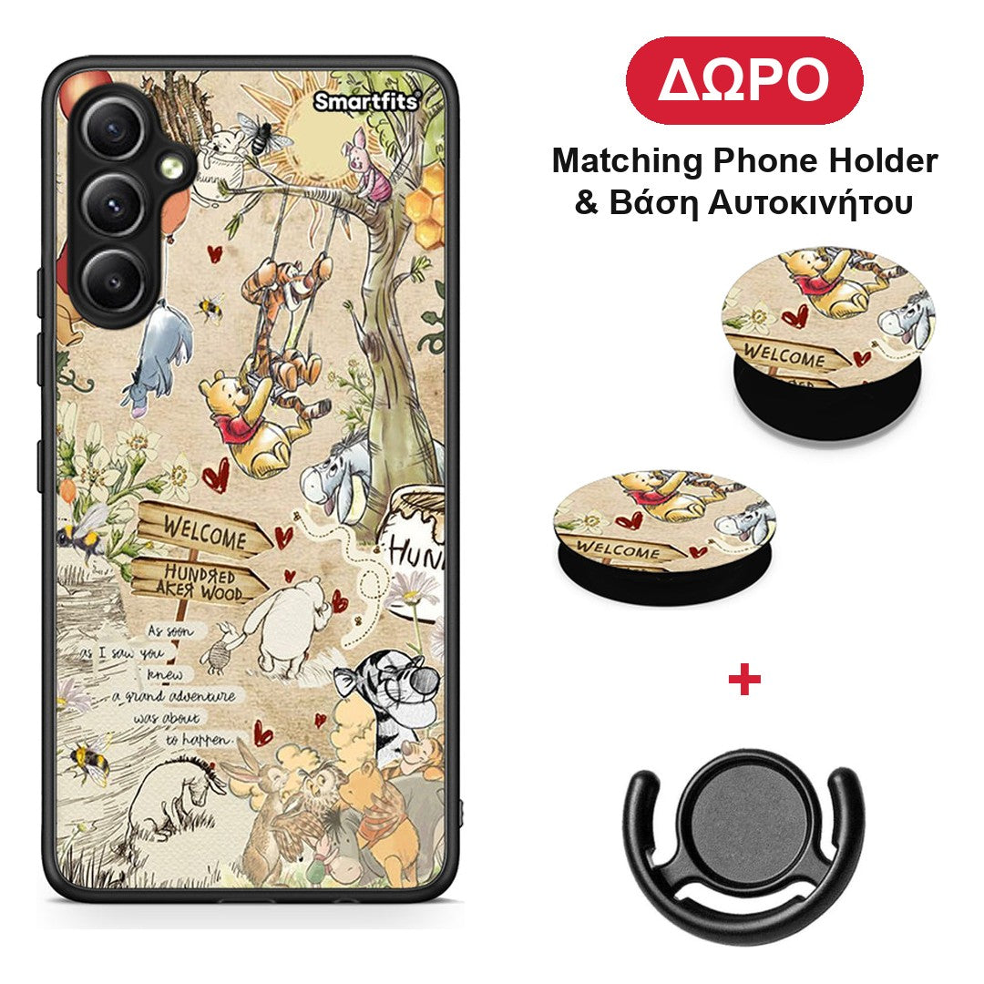 Happy Friends - Samsung Galaxy A34 θήκη + Δώρο Phone Holder & Βάση Αυτοκινήτου