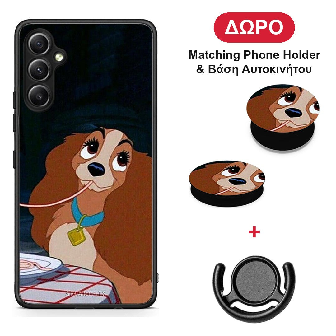 Lady And Tramp 2 - Samsung Galaxy A34 θήκη + Δώρο Phone Holder & Βάση Αυτοκινήτου