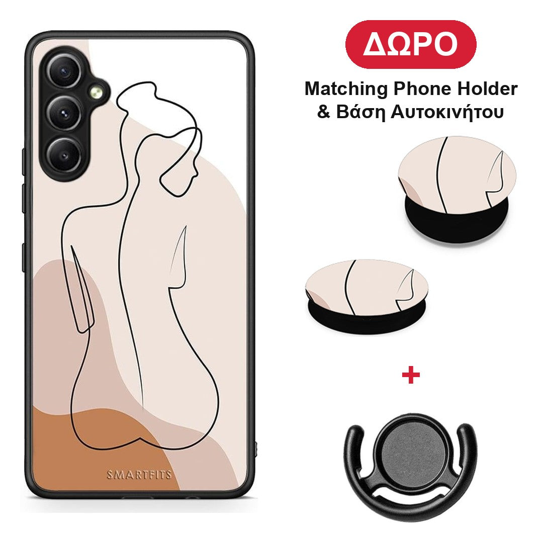 LineArt Woman - Samsung Galaxy A34 θήκη + Δώρο Phone Holder & Βάση Αυτοκινήτου
