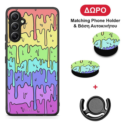 Melting Rainbow - Samsung Galaxy A34 θήκη + Δώρο Phone Holder & Βάση Αυτοκινήτου