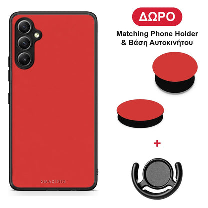 Poppy Red - Samsung Galaxy A34 θήκη + Δώρο Phone Holder & Βάση Αυτοκινήτου