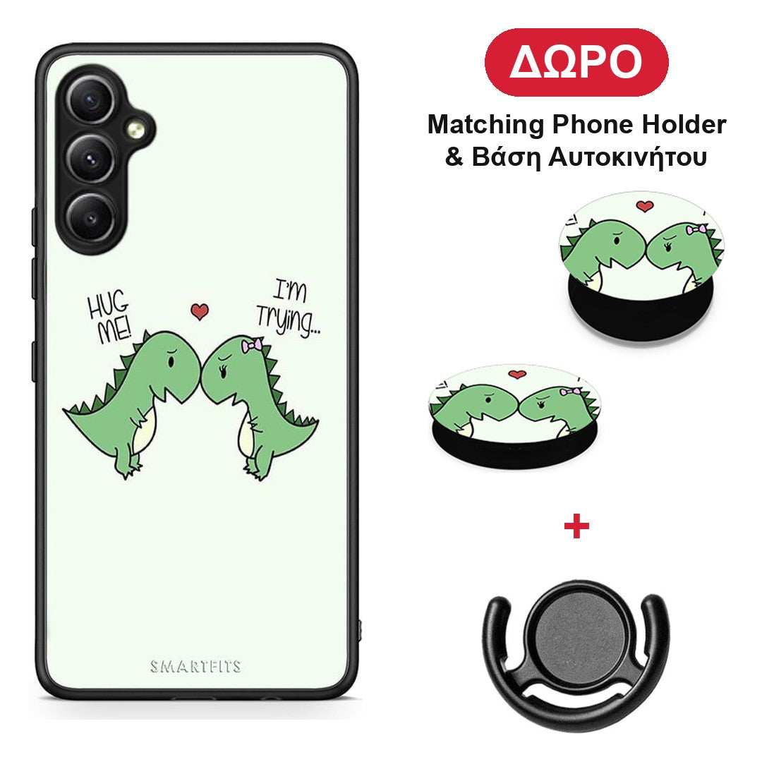 Valentine Rex - Samsung Galaxy A34 θήκη + Δώρο Phone Holder & Βάση Αυτοκινήτου